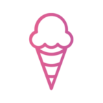 Ice cream cone pink color icon on white background