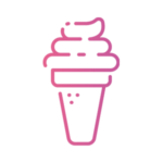 a small size, pink color ice cream cone icon